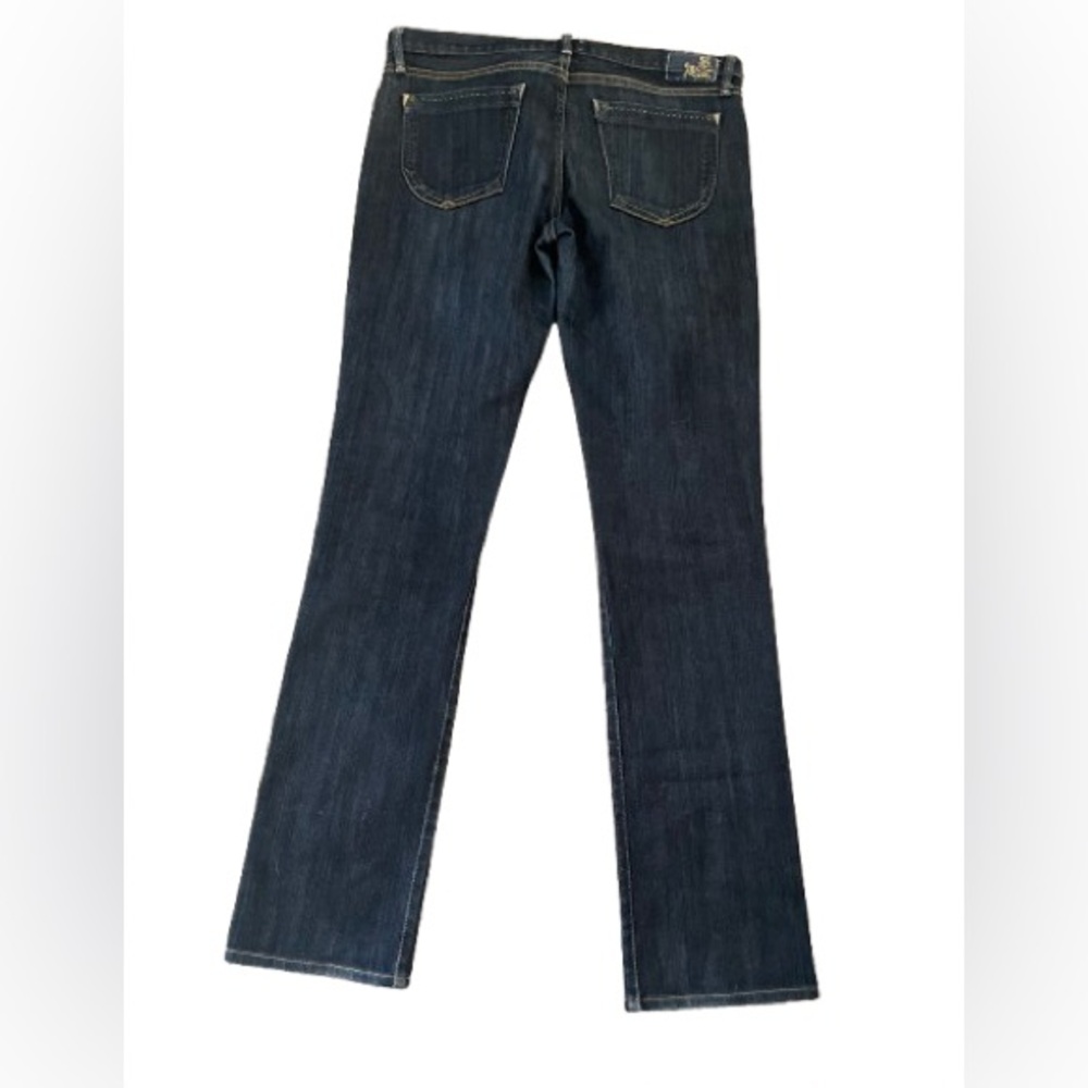 Goldsign Women's Boot Cut Jeans in Dark Indigo with Contrast Stitching